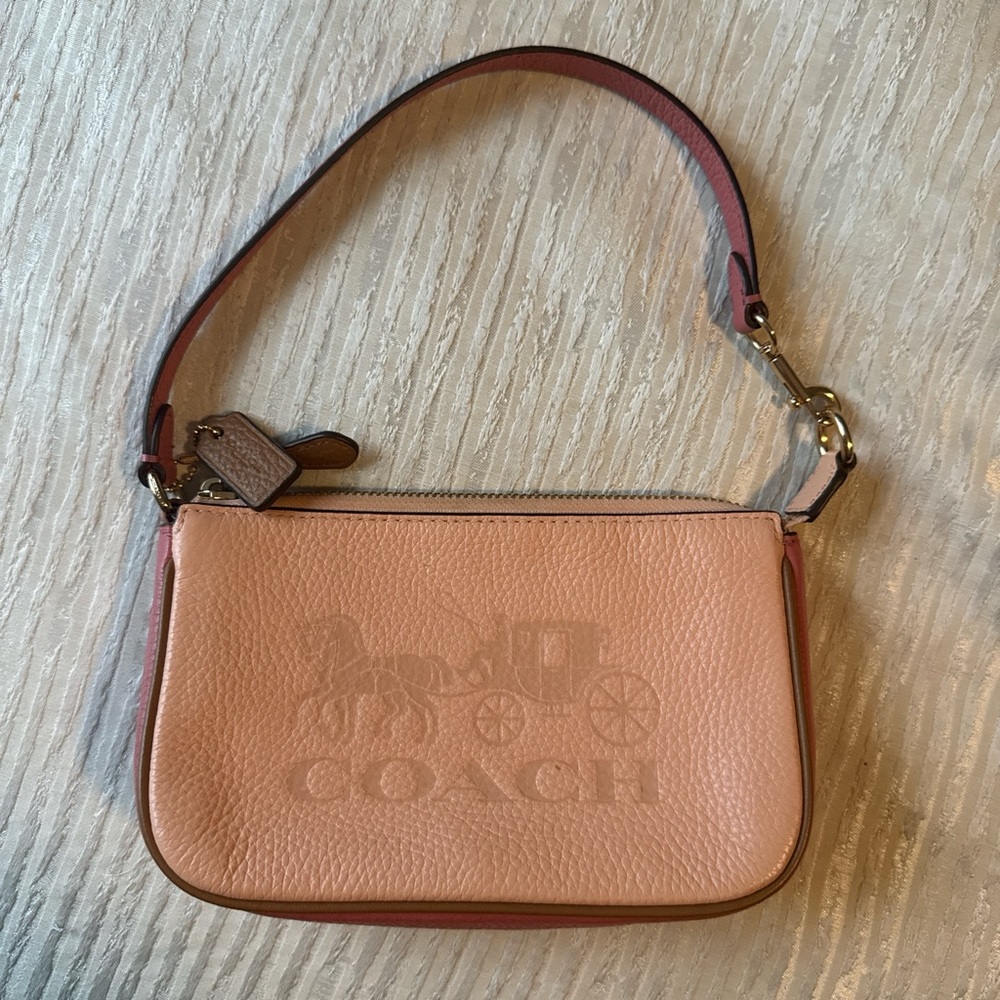 Coach Pink Leather Wristlet Clutch